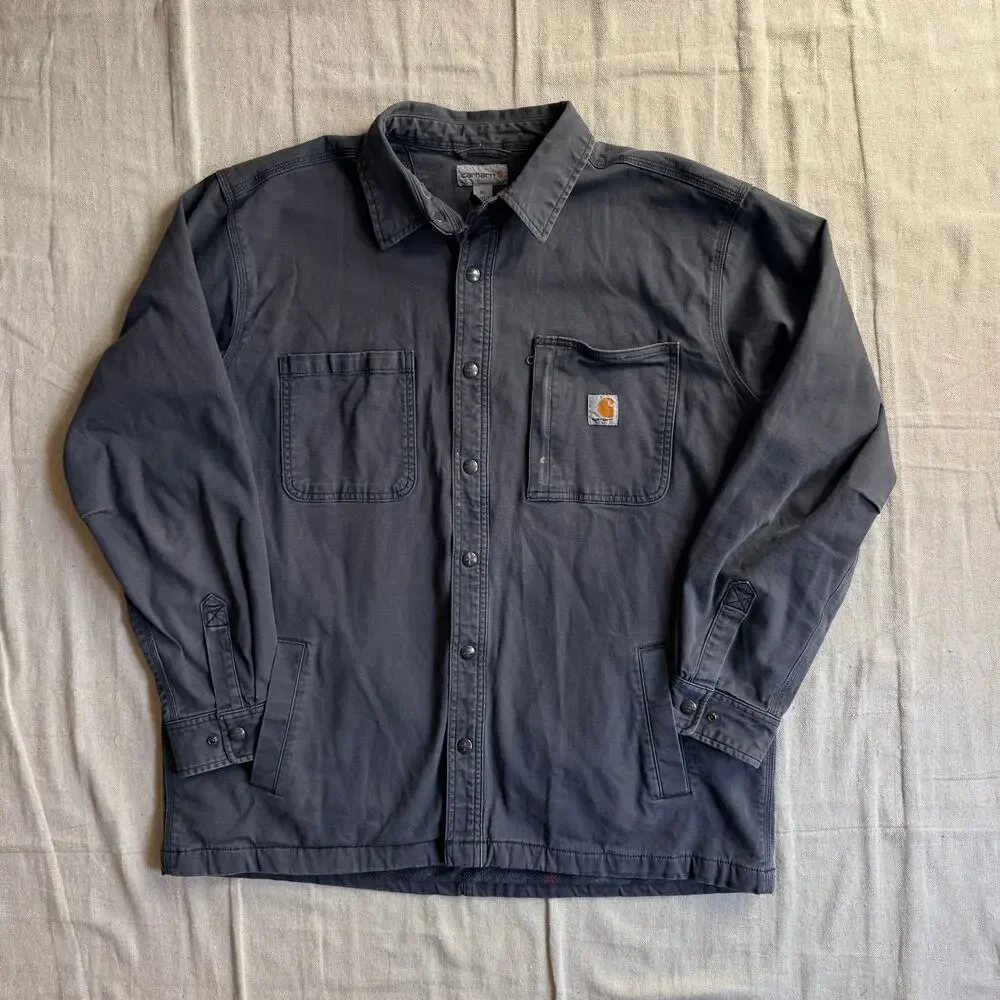Carhartt Shacket Men's XL Rigby Shirt Jacket Blanket Lined Gray Fleece Rugged